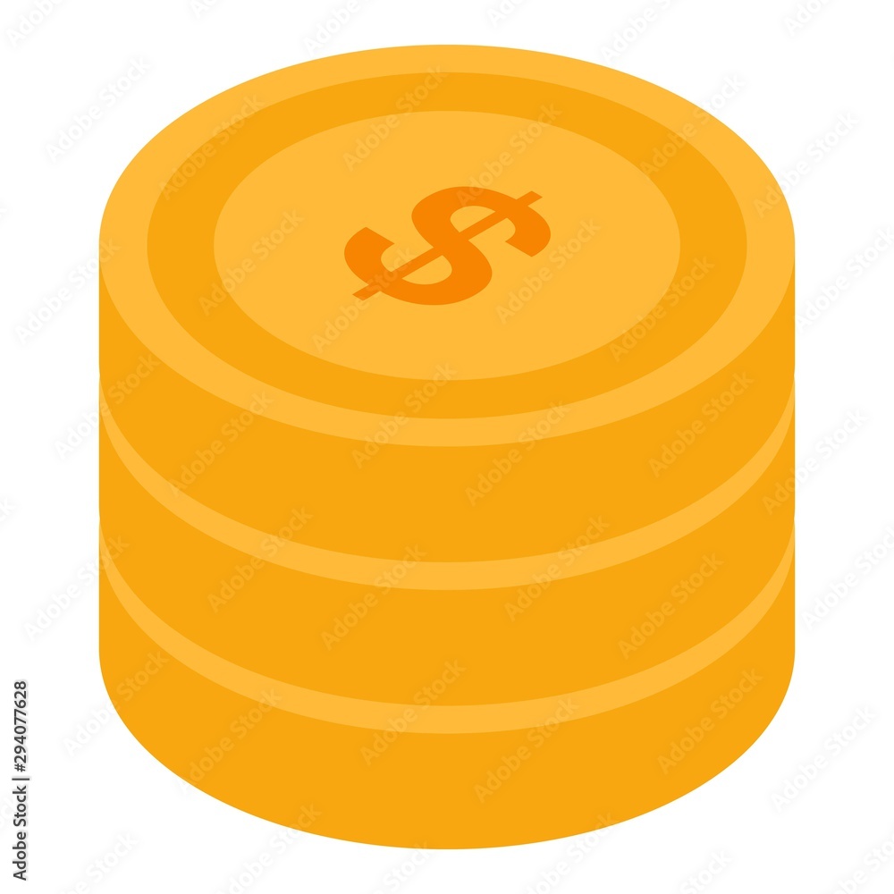 Poster gold coins stack icon. isometric of gold coins stack vector icon for web design isolated on white ba
