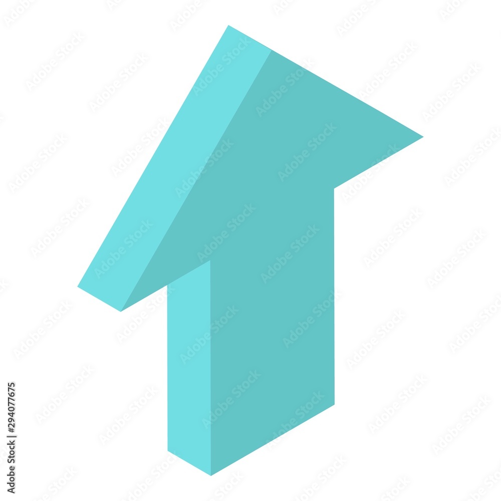 Poster green arrow up icon. isometric of green arrow up vector icon for web design isolated on white backgr