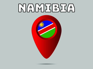 Namibia National flag,  geolocation, geotag pin, element. Good for map, place, placement your business. original color and proportion. vector illustration,countries set.
