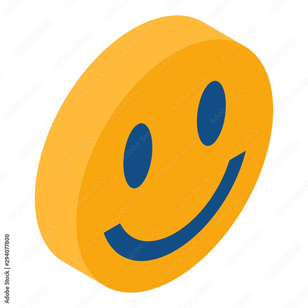 Poster smiling emoji icon. isometric of smiling emoji vector icon for web design isolated on white backgrou