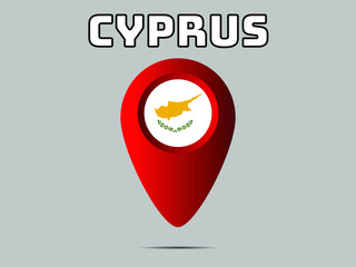 Cyprus National flag,  geolocation, geotag pin, element. Good for map, place, placement your business. original color and proportion. vector illustration,countries set.