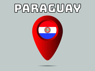 Paraguay National flag,  geolocation, geotag pin, element. Good for map, place, placement your business. original color and proportion. vector illustration,countries set.