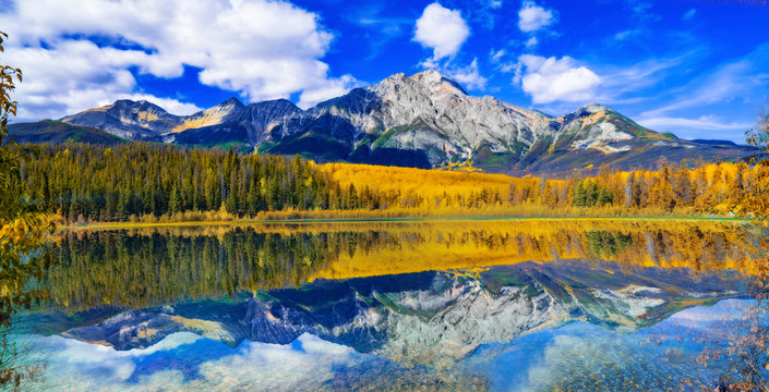 Rocky Mountain Lake In Fall