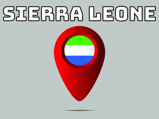 Sierra Leone  National flag,  geolocation, geotag pin, element. Good for map, place, placement your business. original color and proportion. vector illustration,countries set.