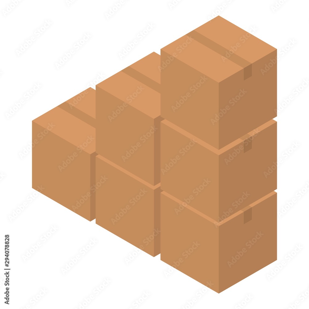 Poster parcel box stack icon. isometric of parcel box stack vector icon for web design isolated on white ba