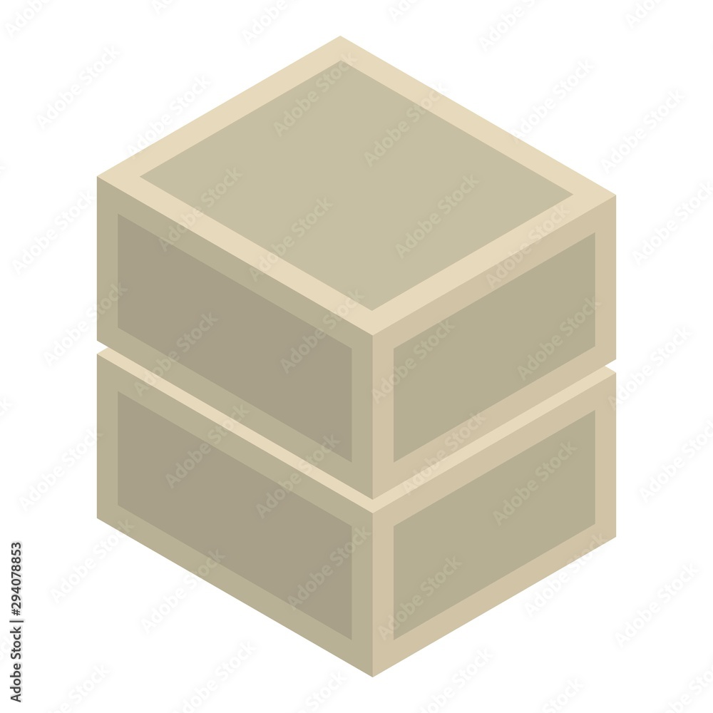 Poster wood box stack icon. isometric of wood box stack vector icon for web design isolated on white backgr