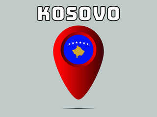 Kosovo National flag,  geolocation, geotag pin, element. Good for map, place, placement your business. original color and proportion. vector illustration,countries set.