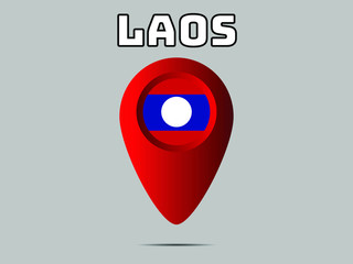  Laos National flag,  geolocation, geotag pin, element. Good for map, place, placement your business. original color and proportion. vector illustration,countries set.