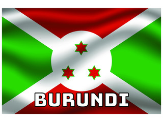 Burundi Waving national flag with name of country, for background. original colors and proportion. Vector illustration symbol and element, from countries set