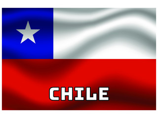 Chile Waving national flag with name of country, for background. original colors and proportion. Vector illustration symbol and element, from countries set