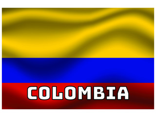 Colombia Waving national flag with name of country, for background. original colors and proportion. Vector illustration symbol and element, from countries set