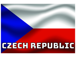 Czhech Republic  Waving national flag with name of country, for background. original colors and proportion. Vector illustration symbol and element, from countries set