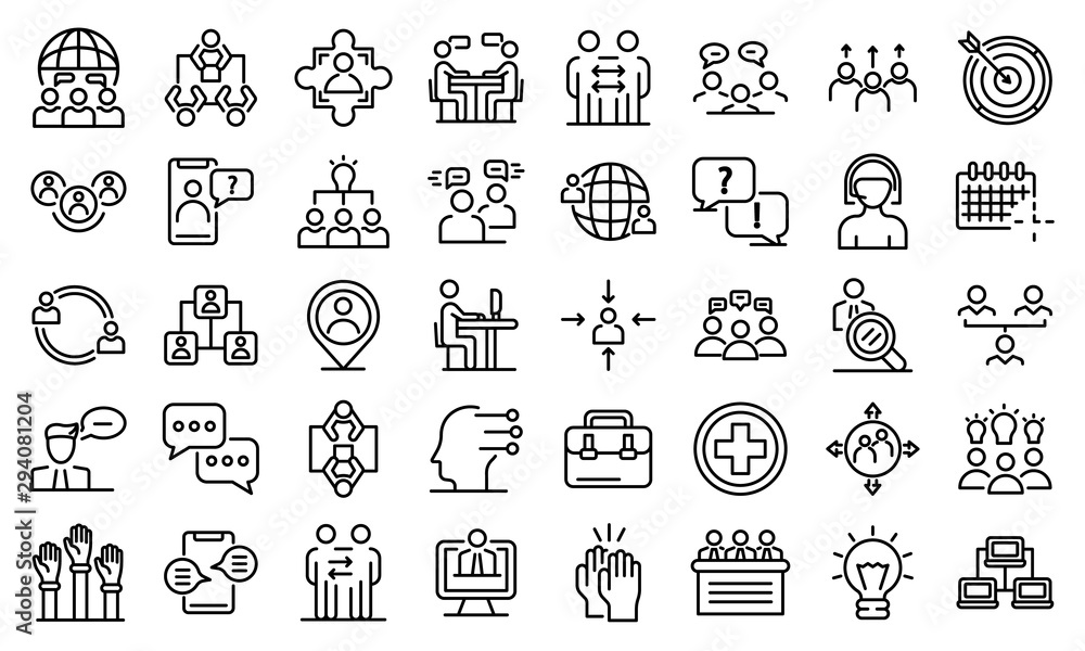 Poster advice icons set. outline set of advice vector icons for web design isolated on white background