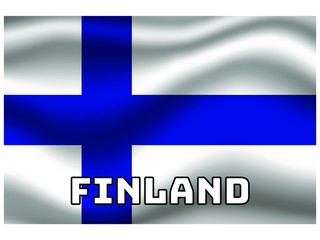 Obraz premium Finland Waving national flag with name of country, for background. original colors and proportion. Vector illustration symbol and element, from countries set