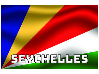 Seychelles Waving national flag with name of country, for background. original colors and proportion. Vector illustration symbol and element, from countries set