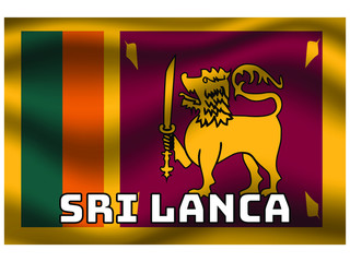 Sri Lanka  Waving national flag with name of country, for background. original colors and proportion. Vector illustration symbol and element, from countries set