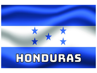 Honduras  Waving national flag with name of country, for background. original colors and proportion. Vector illustration symbol and element, from countries set