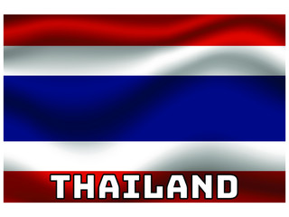 Thailand Waving national flag with name of country, for background. original colors and proportion. Vector illustration symbol and element, from countries set