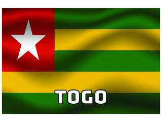 Obraz premium Togo Waving national flag with name of country, for background. original colors and proportion. Vector illustration symbol and element, from countries set
