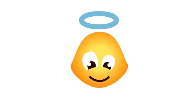 Smiling Face With Halo.  embody emoji. cartoon surprised emoji . Alpha channel looped