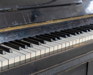 Fototapeta na wymiar elements of the old black piano in the interior