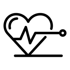 Heart and pulse icon. Outline heart and pulse vector icon for web design isolated on white background