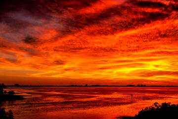 Sunset at the beach ocean seascape