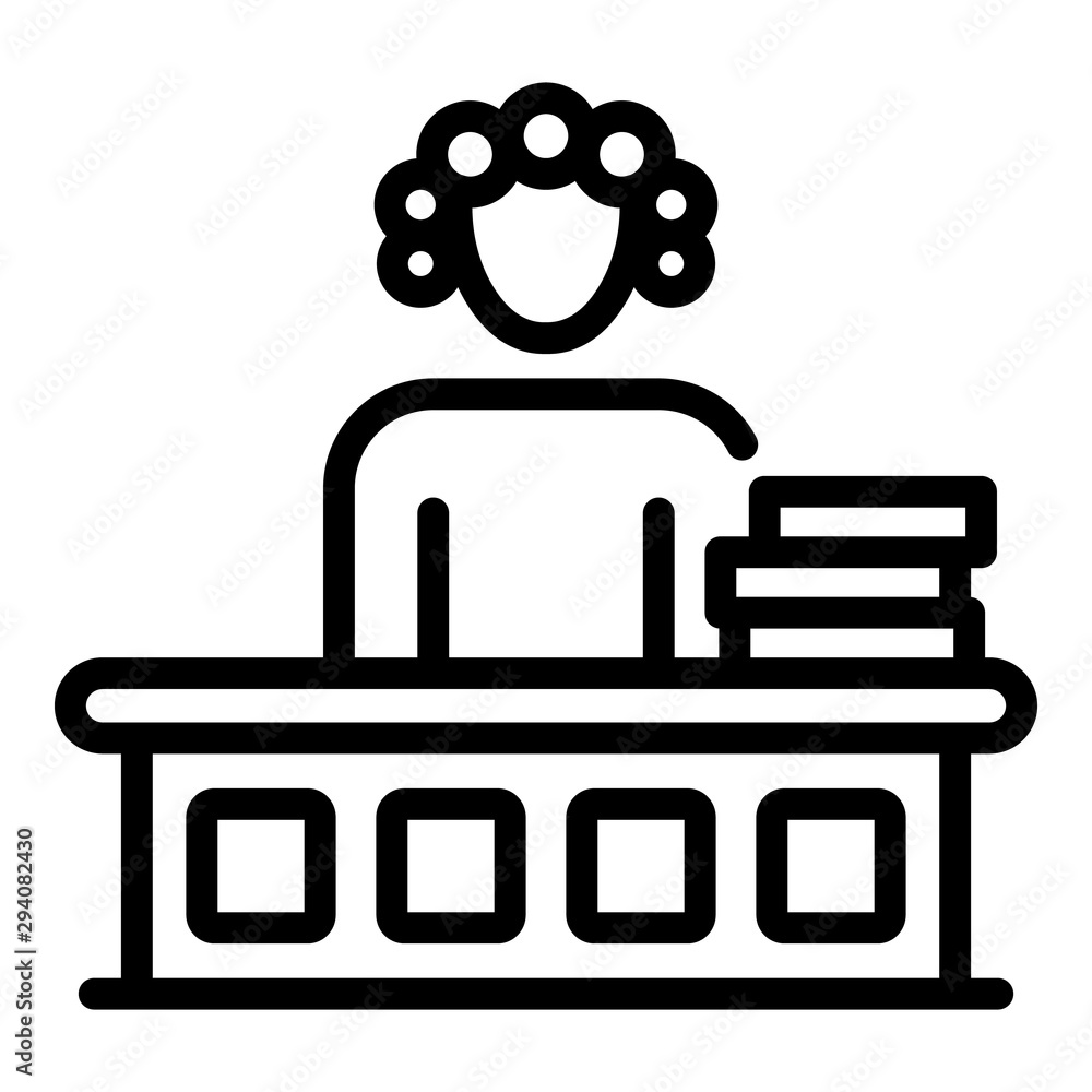 Poster judge in a wig icon. outline judge in a wig vector icon for web design isolated on white background