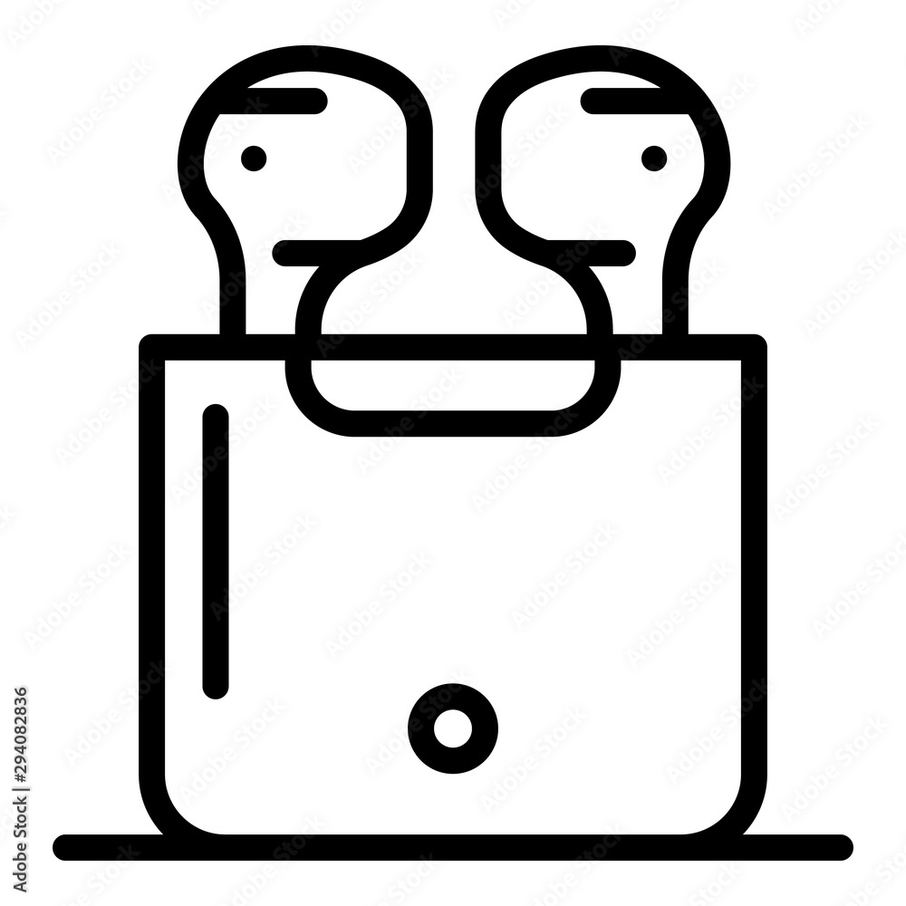 Poster airpods in a charging box icon. outline airpods in a charging box vector icon for web design isolate