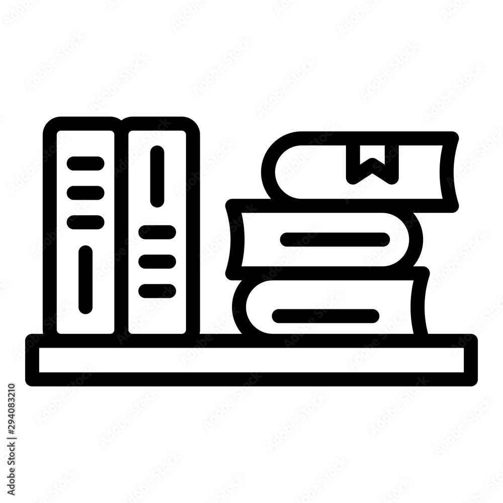 Poster books on the shelf icon. outline books on the shelf vector icon for web design isolated on white bac