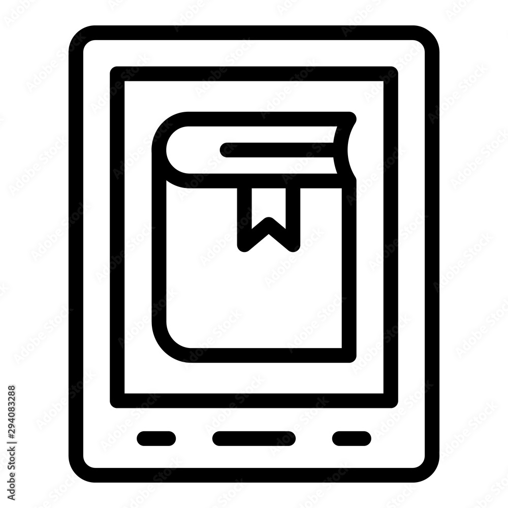 Poster ebook on tablet icon. outline ebook on tablet vector icon for web design isolated on white backgroun