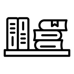 Books on the shelf icon. Outline books on the shelf vector icon for web design isolated on white background