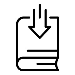 Obraz premium Book and down arrow icon. Outline book and down arrow vector icon for web design isolated on white background