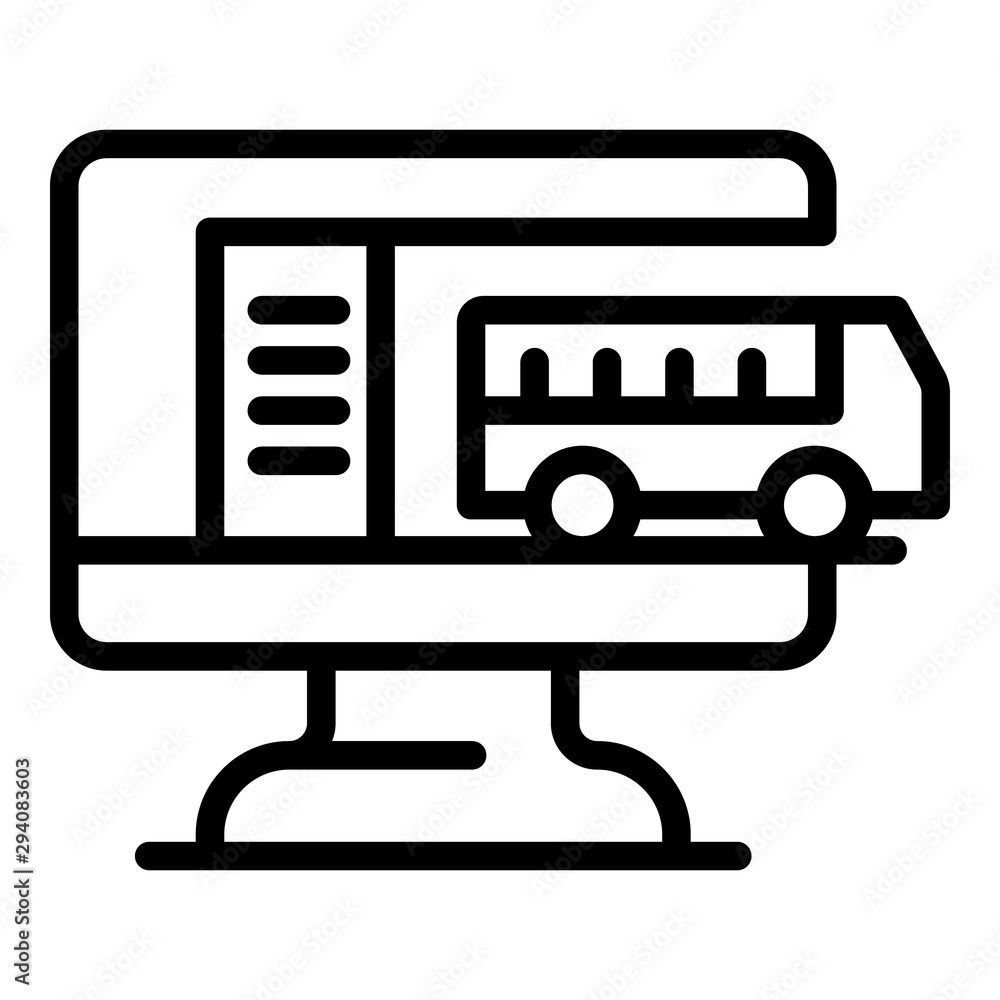 Poster order a bus online icon. outline order a bus online vector icon for web design isolated on white bac