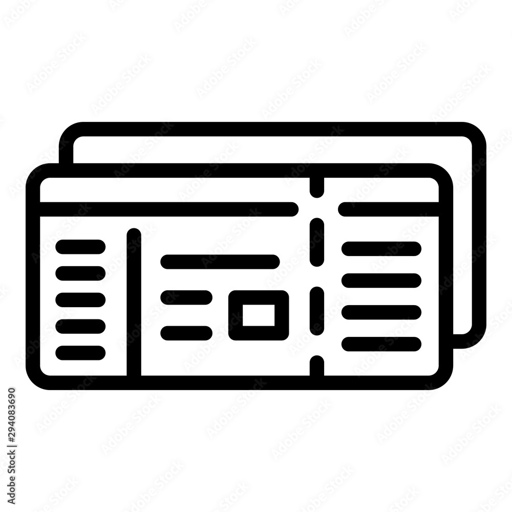 Aufkleber two tickets icon. outline two tickets vector icon for web design isolated on white background