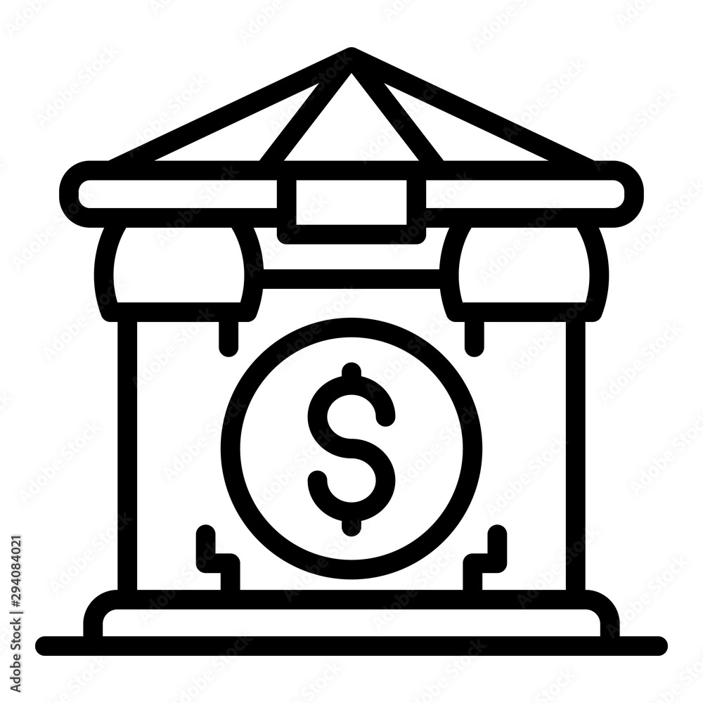 Poster bank building icon. outline bank building vector icon for web design isolated on white background