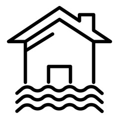 House and water icon. Outline house and water vector icon for web design isolated on white background