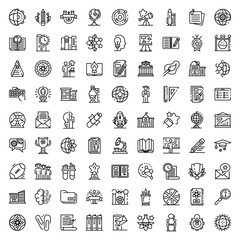 University icons set. Outline set of university vector icons for web design isolated on white background