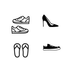 Shoes line set icon isolated on white