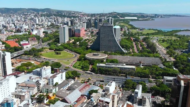 Acorianos Square, Monument (Porto Alegre, Rio Grande do Sul, Brazil) aerial view