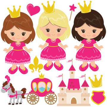 Pretty princess vector cartoon illustration