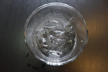 Glass with water and ice cubes