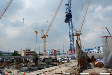 Fototapeta na wymiar Construction equipment working at construction site