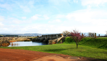 Old stone bridge over the Macquarie river in Ross. Tasmania.