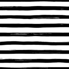 Papier Peint photo autocollant Rayures horizontales Motif rayé de coutures vectorielles. Rayures noires et blanches grunge dessinées à la main.