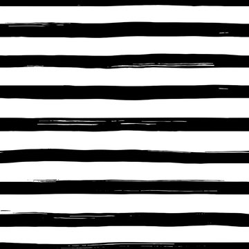 Vector seamles striped pattern. Hand drawn grunge black and white stripes.
