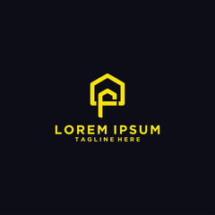 Abstract vector logo combines house and the letter F.