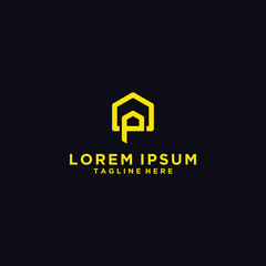 Abstract vector logo combines house and the letter P.