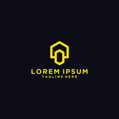 Abstract vector logo combines house and the letter O.