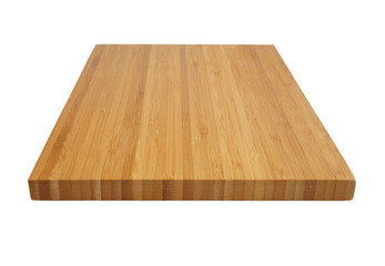 Natural brown wooden cutting board. Chopping board isolated on white background